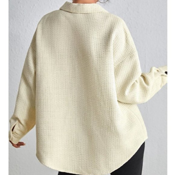 Casual Comfy Plaid Print Flap Pocket Overcoat Jacket Shacket Coat - Picture 8 of 10